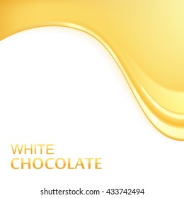 Melted flowing white chocolate dripping vector illustration.