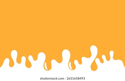 melted honey on white background. flowing honey illustration for label or packaging design. wavy liquid corner. melting slime. abstract honey dripping pattern. dripping yellow paint.