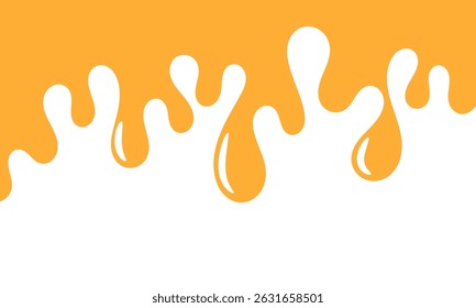 melted honey on white background. flowing honey illustration for label or packaging design. wavy liquid corner. melting slime. abstract honey dripping pattern. dripping yellow paint.