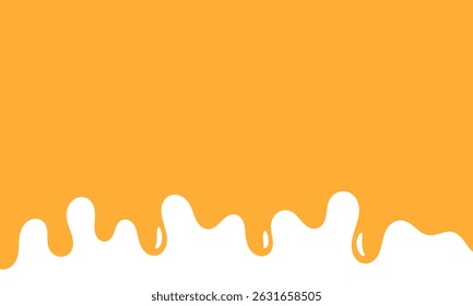 melted honey on white background. flowing honey illustration for label or packaging design. wavy liquid corner. melting slime. abstract honey dripping pattern. dripping yellow paint.