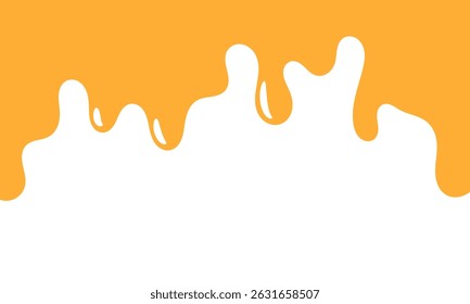 melted honey on white background. flowing honey illustration for label or packaging design. wavy liquid corner. melting slime. abstract honey dripping pattern. dripping yellow paint.