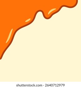 melted honey on white background. flowing honey illustration for label or packaging design. wavy liquid corner. melting slime. abstract honey dripping pattern. dripping yellow paint.