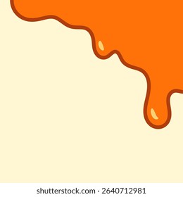 melted honey on white background. flowing honey illustration for label or packaging design. wavy liquid corner. melting slime. abstract honey dripping pattern. dripping yellow paint.