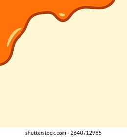 melted honey on white background. flowing honey illustration for label or packaging design. wavy liquid corner. melting slime. abstract honey dripping pattern. dripping yellow paint.