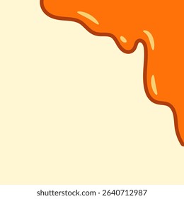 melted honey on white background. flowing honey illustration for label or packaging design. wavy liquid corner. melting slime. abstract honey dripping pattern. dripping yellow paint.