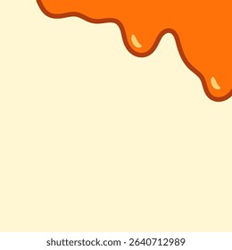 melted honey on white background. flowing honey illustration for label or packaging design. wavy liquid corner. melting slime. abstract honey dripping pattern. dripping yellow paint.