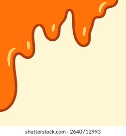 melted honey on white background. flowing honey illustration for label or packaging design. wavy liquid corner. melting slime. abstract honey dripping pattern. dripping yellow paint.