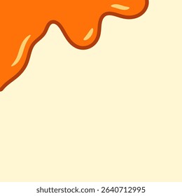 melted honey on white background. flowing honey illustration for label or packaging design. wavy liquid corner. melting slime. abstract honey dripping pattern. dripping yellow paint.