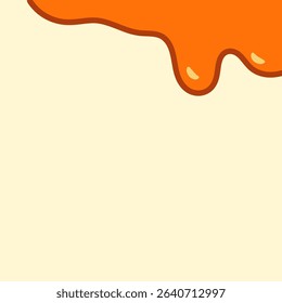 melted honey on white background. flowing honey illustration for label or packaging design. wavy liquid corner. melting slime. abstract honey dripping pattern. dripping yellow paint.
