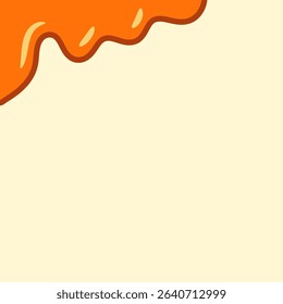 melted honey on white background. flowing honey illustration for label or packaging design. wavy liquid corner. melting slime. abstract honey dripping pattern. dripping yellow paint.