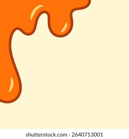 melted honey on white background. flowing honey illustration for label or packaging design. wavy liquid corner. melting slime. abstract honey dripping pattern. dripping yellow paint.