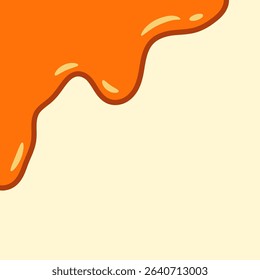 melted honey on white background. flowing honey illustration for label or packaging design. wavy liquid corner. melting slime. abstract honey dripping pattern. dripping yellow paint.