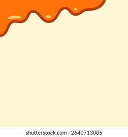 melted honey on white background. flowing honey illustration for label or packaging design. wavy liquid corner. melting slime. abstract honey dripping pattern. dripping yellow paint.