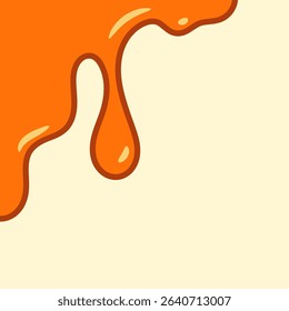 melted honey on white background. flowing honey illustration for label or packaging design. wavy liquid corner. melting slime. abstract honey dripping pattern. dripping yellow paint.