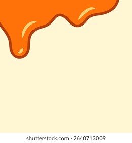 melted honey on white background. flowing honey illustration for label or packaging design. wavy liquid corner. melting slime. abstract honey dripping pattern. dripping yellow paint.