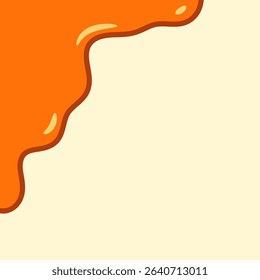 melted honey on white background. flowing honey illustration for label or packaging design. wavy liquid corner. melting slime. abstract honey dripping pattern. dripping yellow paint.