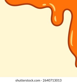 melted honey on white background. flowing honey illustration for label or packaging design. wavy liquid corner. melting slime. abstract honey dripping pattern. dripping yellow paint.