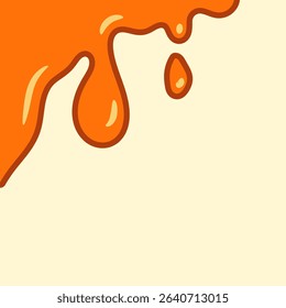 melted honey on white background. flowing honey illustration for label or packaging design. wavy liquid corner. melting slime. abstract honey dripping pattern. dripping yellow paint.
