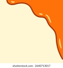 melted honey on white background. flowing honey illustration for label or packaging design. wavy liquid corner. melting slime. abstract honey dripping pattern. dripping yellow paint.