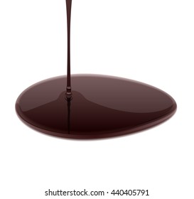 Melted hot chocolate leaking on white background. Vector illustration