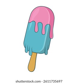 Melted ice cream bar. Vector illustration