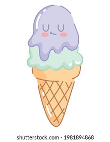 melted ice cream cute isolated
