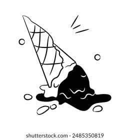 Melted ice cream icon, concept icon of summer season