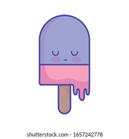 melted ice cream in stick cartoon food cute vector illustration flat style icon