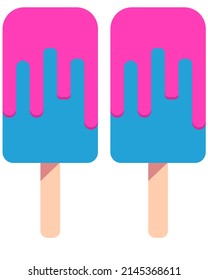 melted ice cream vector in blue pink in summer