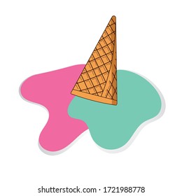 Melted ice cream vector illustration. 