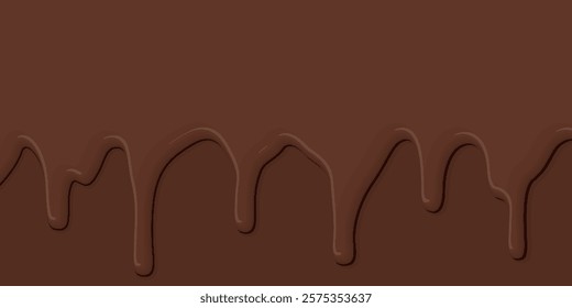 Melted milk chocolate pouring on brown background graphic illustration have blank space.