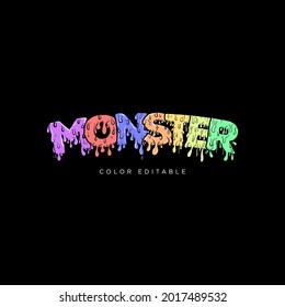 melted monster text vector illustration