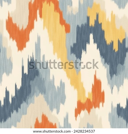 Melted orange blue beige carpet art , Drawing beautiful textile ornamental ogee endless ornament seamless trendy endless pattern illustration stripe vector print ethnicity botanical fashion colorful