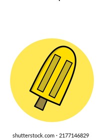 Melted orange ice with jelly on a white background. Comic characters in illustrations 