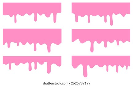 melted pink paint. melting pink cream. Melted pink ice cream dripping down on a white background