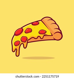 Melted Pizza Vector Cartoon Art Illustration on Isolated Object.