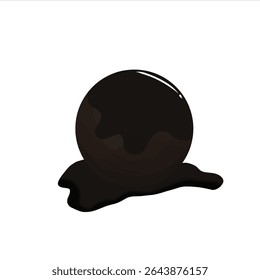 Melted round dark chocolate with glossy surface. Vector illustration perfect for dessert-themed projects or World Chocolate Day content.