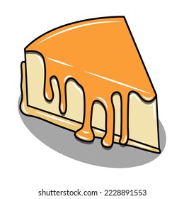 Melted salted caramel cheesecake vector