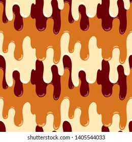 Melted seamless pattern with ice cream caramel, chocolate, milk