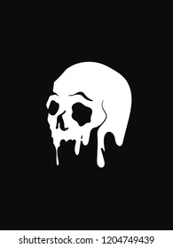 Melted skull in vector art. without outline icon. Halloween melt skull