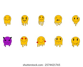 Melted Smiley Face Element Set