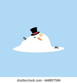 a melted snowman illustration isolated in a light blue background