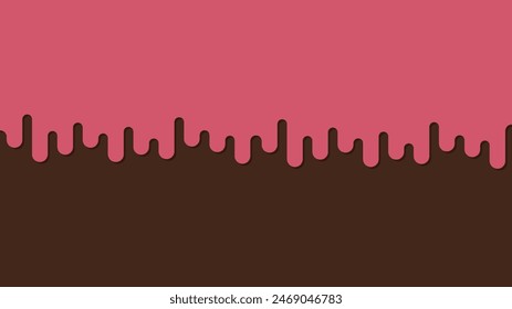 Melted strawberry cream on chocolate cream background