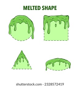 Melted topping. Slime on the shape. Melted shape vector. Sauce on the shape. Dirty illustration. Melted illustration on the top of the shape.