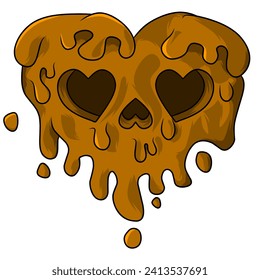 Imagen vectorial de cráneo de chocolate valentino fundido