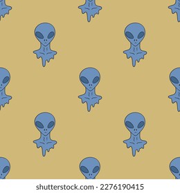 Melting alien vector seamless pattern. Repeat elements background for textile, design, fabric, cover etc.