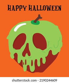 Melting Apple for Halloween, with an orange background and Halloween theme. high quality Halloween vector. 