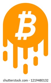 Melting bitcoin icon on a white background. Isolated melting bitcoin symbol with flat style.