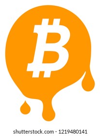 Melting bitcoin icon on a white background. Isolated melting bitcoin symbol with flat style.