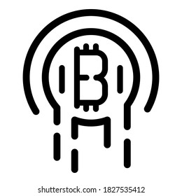 Icono de fusión de bitcoin. Icono de vector de fusión de contorno para diseño web aislado en fondo blanco